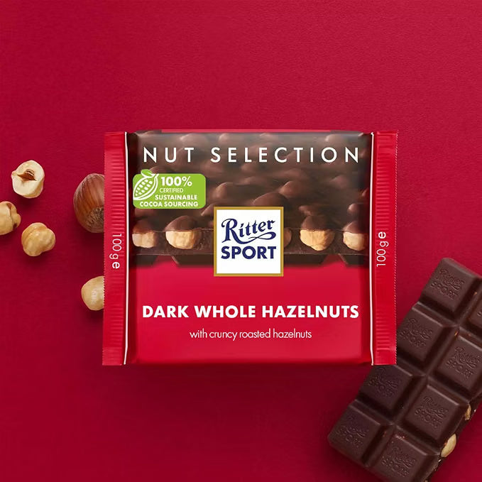 Ritter Sport Chocolate Bar - Dark Whole Hazelnuts 100 gms