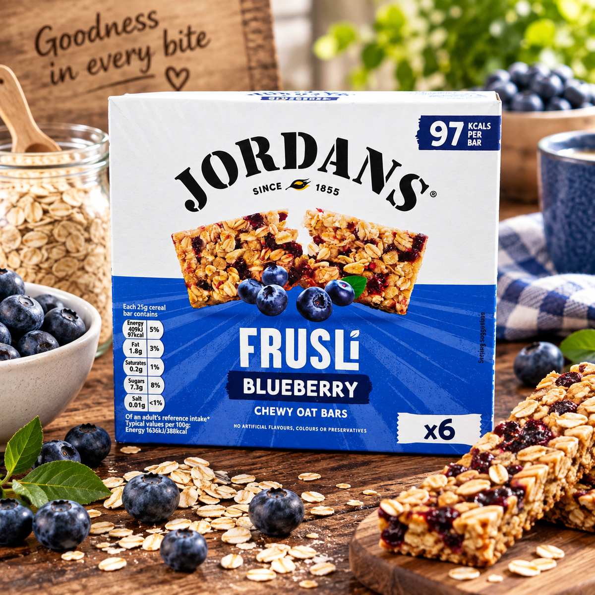Jordans Frusli Blueberry Chewy Oat Bars (6 Pack)